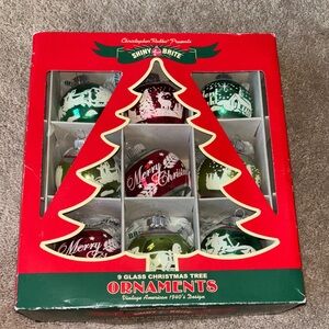 2014 Christopher Radko Shiny Bright Flocked Set of 9 Ornaments!